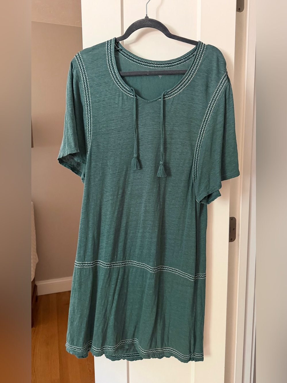 Garnet Hill Teal Green Tassel-Front Cover Up